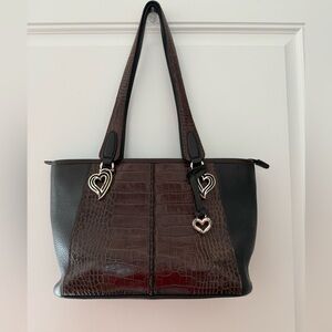Brighton Brown Purse with Snakeskin Accents